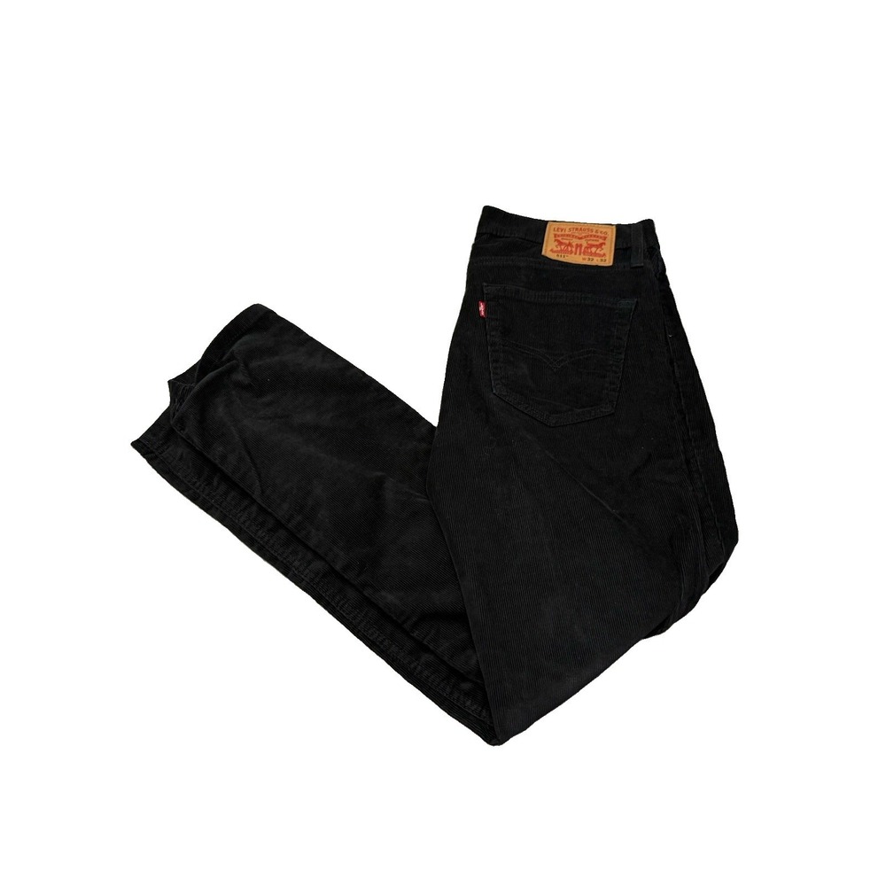 Levis 511  Corduroy Pants Mens 34x32 Black Straight Chino Slim Office Stretch